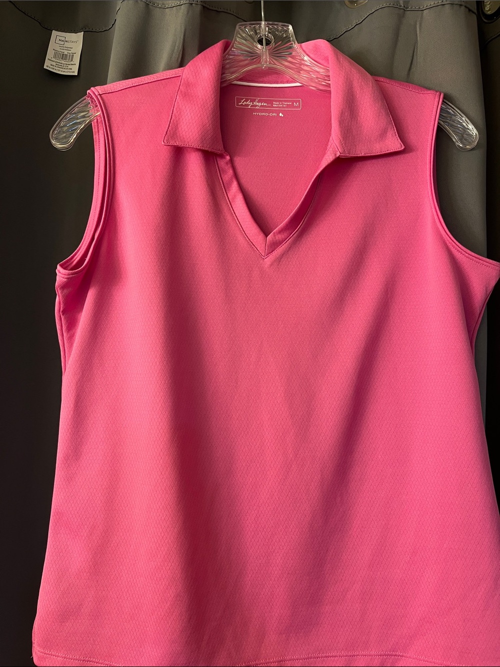 Lady Hagen Bright Pink Sleeveless V-Neck Polo Top